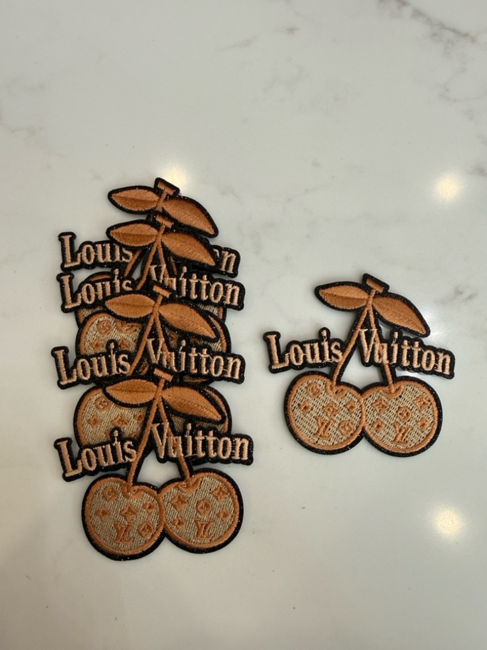 Hand Crafted Tan & Black Cherry Iron On Patch!